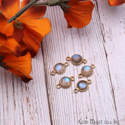 Cabochon 7mm Round Gold Plated Double Bail Gemstone Connector