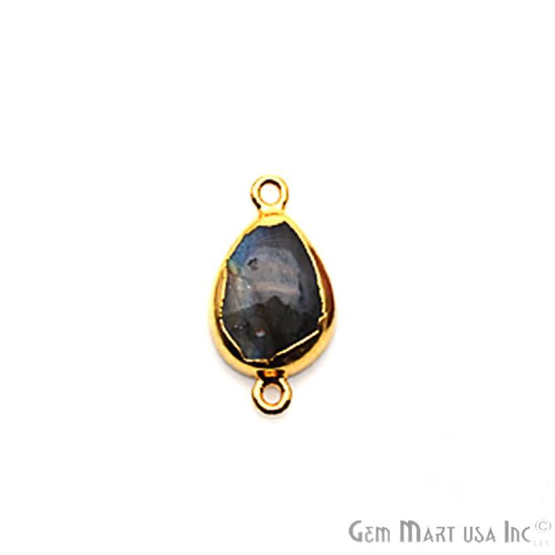 Labradorite 21x10mm Gold Electroplated Gemstone Connector - GemMartUSA