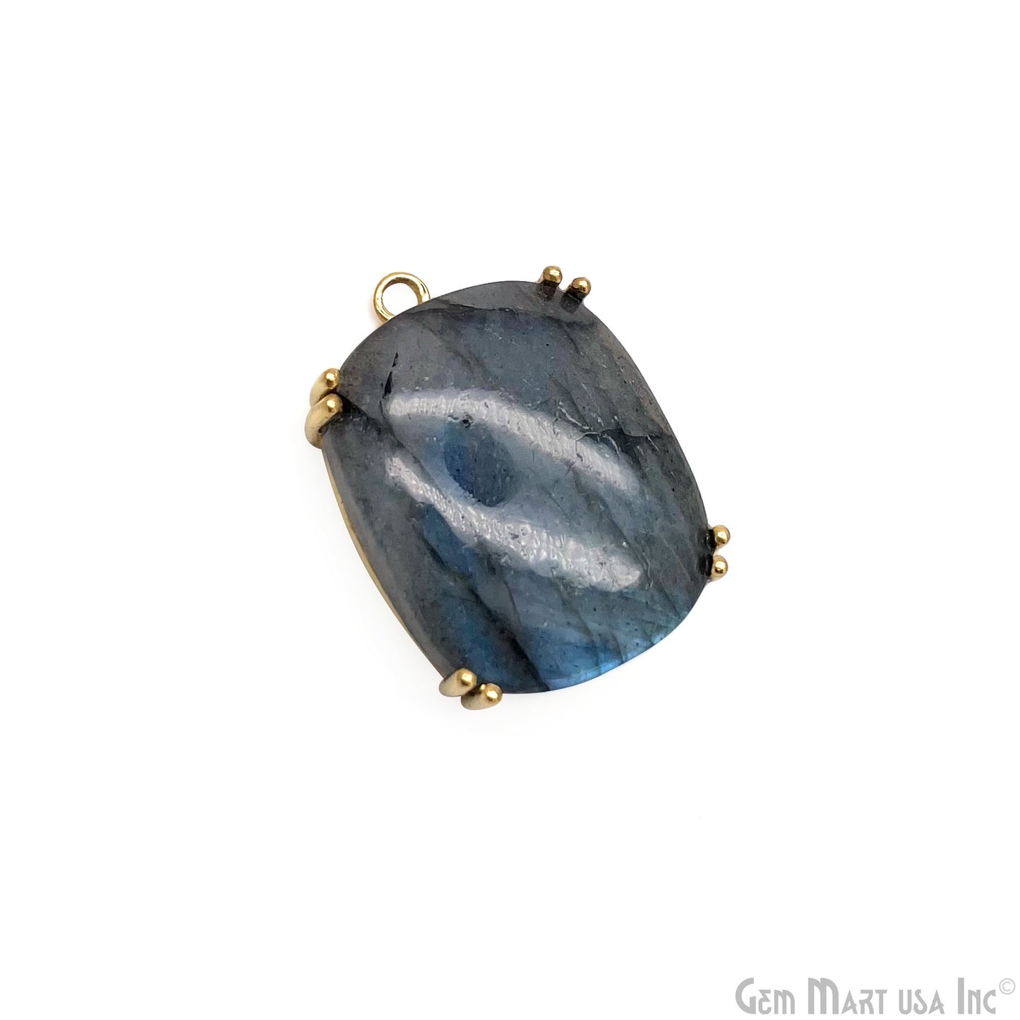 Flashy Labradorite 25x18mm Cabochon Octagon Prong Gold Setting Single Bail Gemstone Connector