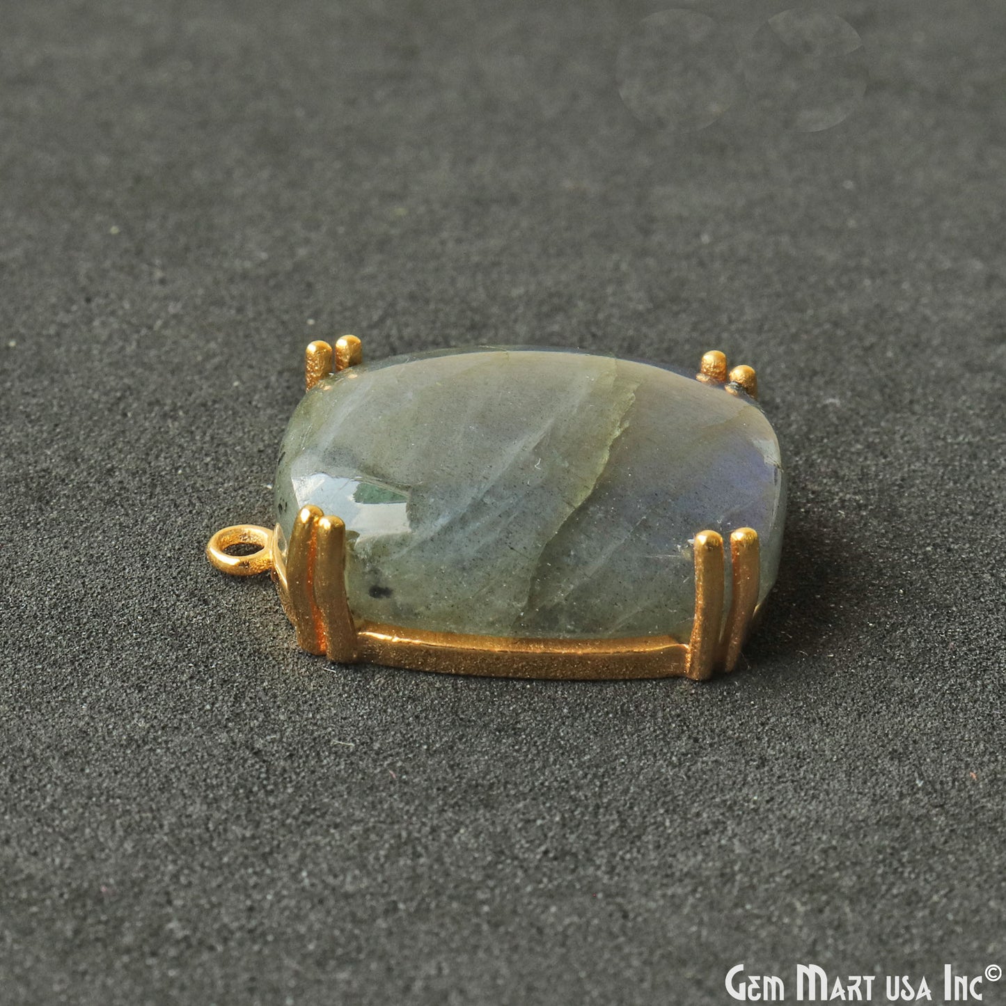 Flashy Labradorite 25x18mm Cabochon Octagon Prong Gold Setting Single Bail Gemstone Connector