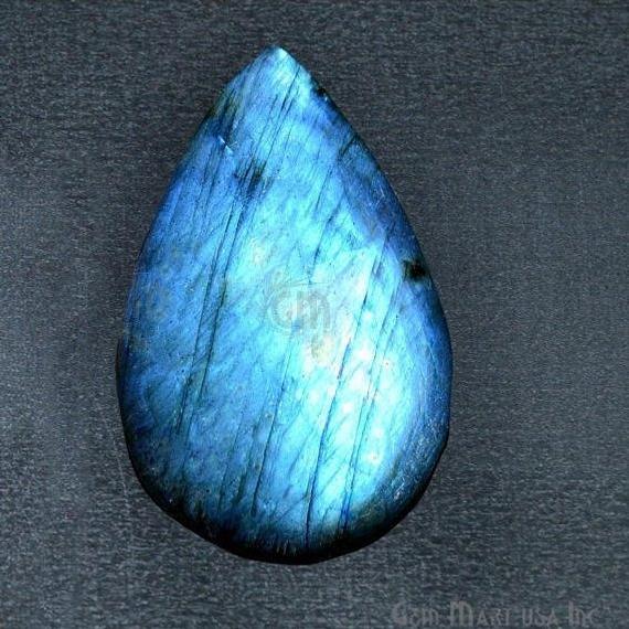 AAAmazing Labradorite 36x23mm Stunning Blue Fire Gem Cabochon - GemMartUSA