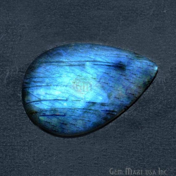 AAAmazing Labradorite 36x23mm Stunning Blue Fire Gem Cabochon - GemMartUSA