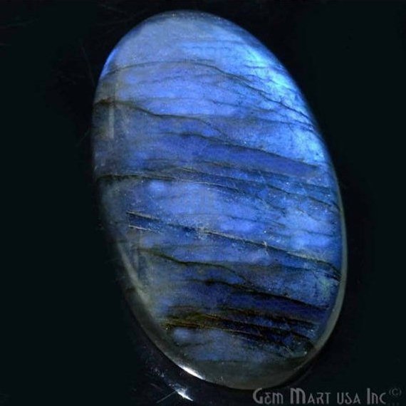 AAAmazing Labradorite 34x20mm Stunning Blue Fire Gem Cabochon - GemMartUSA