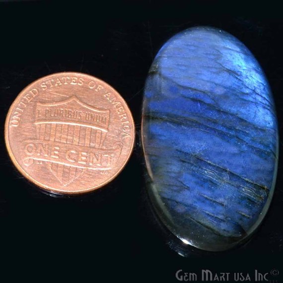 AAAmazing Labradorite 34x20mm Stunning Blue Fire Gem Cabochon - GemMartUSA