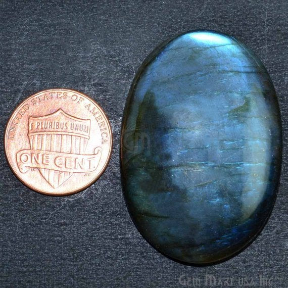 AAAmazing Labradorite 41x28mm Stunning Blue Fire Gem Cabochon - GemMartUSA