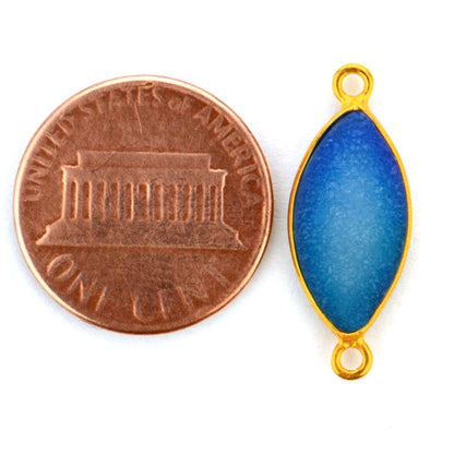 Light Blue Colored Druzy Marquise 8x16mm Gold Plated Double Bail Link Connector - GemMartUSA