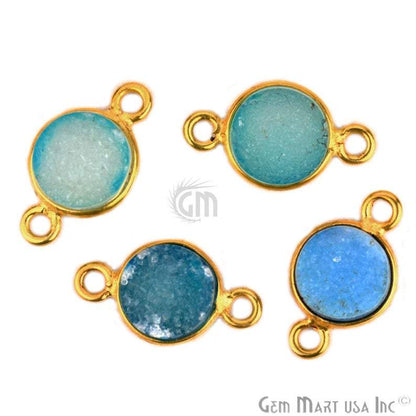 Color Druzy 6mm Round Double Bail Gold Bezel Connector