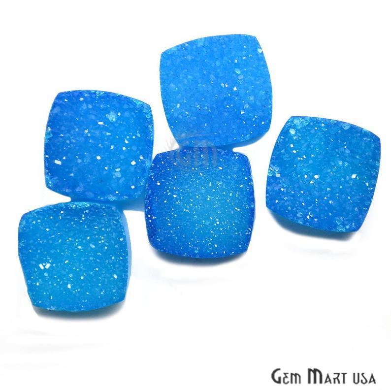 Plain Color Druzy 12mm Cushion Shape Loose Cabochon (Pick Your Color) - GemmartUSA