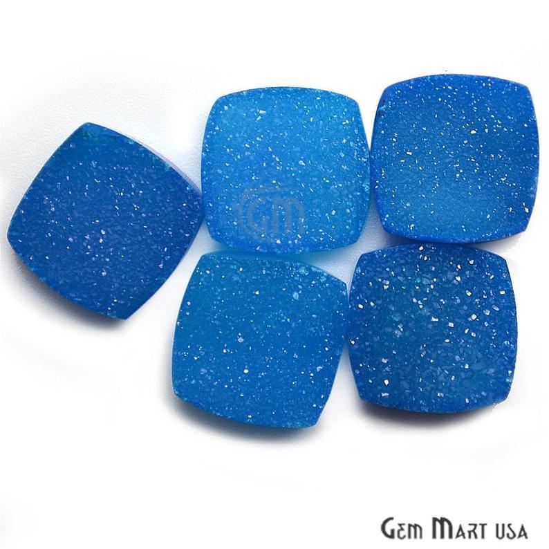 Plain Color Druzy 14mm Cushion Shape Loose Cabochon (Pick Your Color) - GemMartUSA