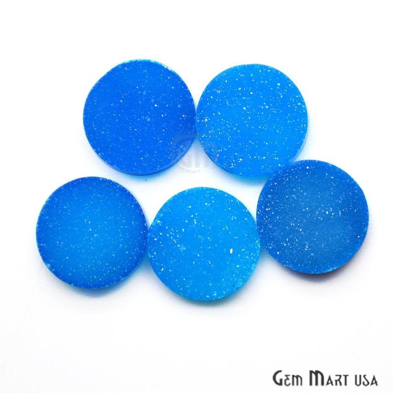 Plain Color Druzy 14mm Round Shape Loose Cabochon (Pick Your Color) - GemMartUSA