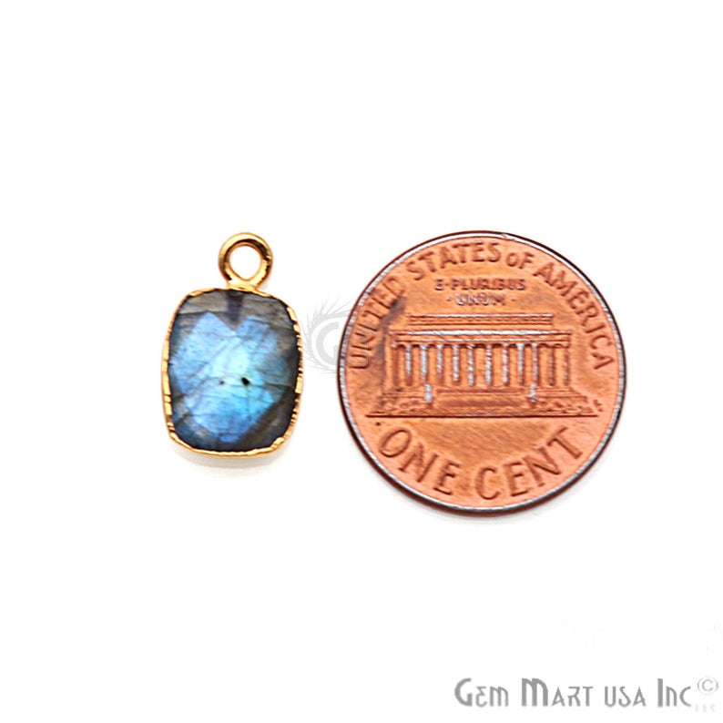 Labradorite 9x11mm Octagon Shape Gold Electroplated Gemstone Connector - GemMartUSA