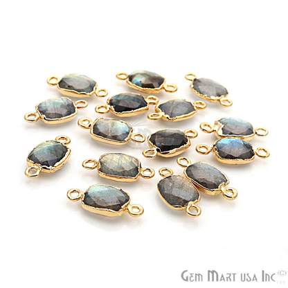 Labradorite Octagon 9x11mm Gold Electroplated Single Bail Gemstone Connector