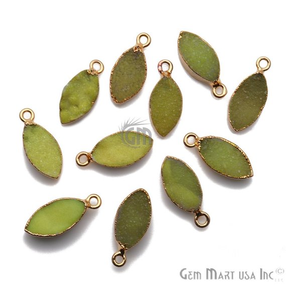 Gold Electroplated Druzy 8x16mm Marquise Single Bail Druzy Connector (Pick Color) - GemMartUSA