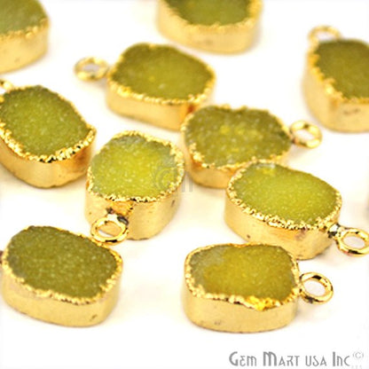 Gold Electroplated Druzy 8x10mm Octagon Shape Druzy Gemstone Connector (Pick Your Color, Bail) - GemMartUSA