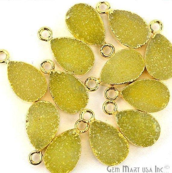 Druzy Gold Electroplated 8x12mm Pears Single Bail Gemstone Connector