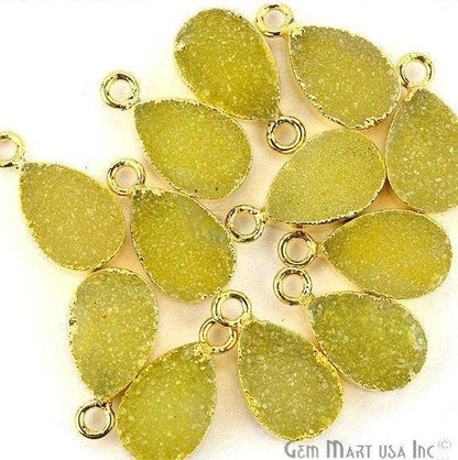 Druzy Gold Electroplated 8x12mm Pears Single Bail Gemstone Connector