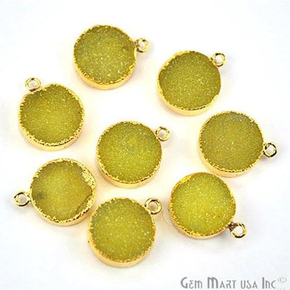 Gold Electroplated 14mm Round Druzy Single Bail Gemstone Connector
