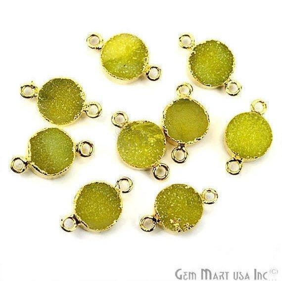 Gold Electroplated Druzy 10mm Round Shape Druzy Gemstone Connector (Pick Your Color, Bail) - GemMartUSA