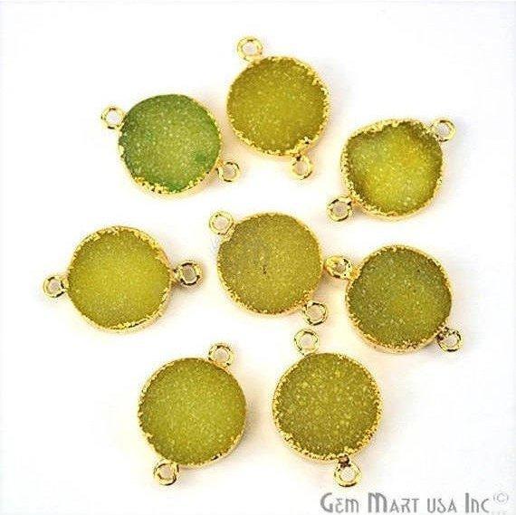 Gold Electroplated 14mm Round Druzy Double Bail Gemstone Connector