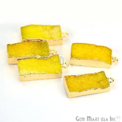 Gold Electroplated Druzy 10x20mm Octagon Druzy Gemstone Connector (Pick Your Color, Bail) - GemMartUSA