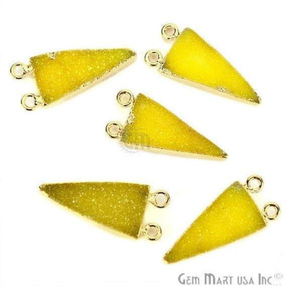 Gold Electroplated Druzy 10x20mm Trillion Druzy Connector (Pick Color, Bail) - GemMartUSA