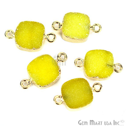 Gold Electroplated 10mm Square Double Bail Druzy Gemstone Connector (Pick Your Color) - GemMartUSA