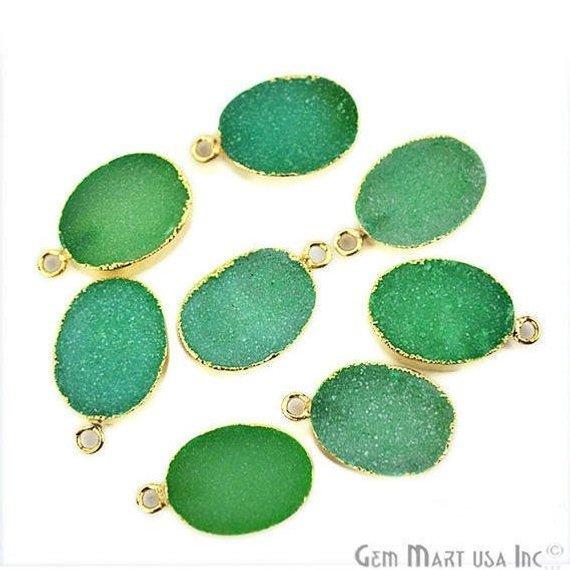 Druzy Gold Electroplated 12x16mm Oval Single Bail Gemstone Connector