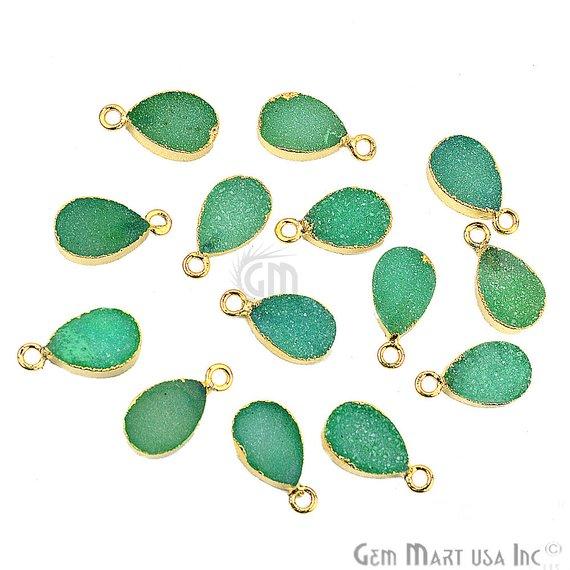 Druzy Gold Electroplated 8x12mm Pears Single Bail Gemstone Connector