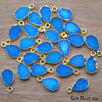 Druzy Gold Electroplated 8x12mm Pears Single Bail Gemstone Connector