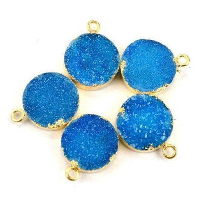 Gold Electroplated 14mm Round Druzy Single Bail Gemstone Connector
