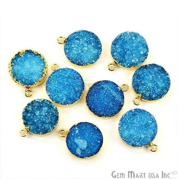 Gold Electroplated 16mm Round Single Bail Druzy Gemstone Connector