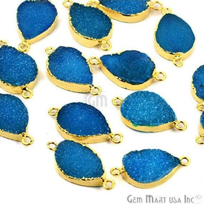 Gold Electroplated 13x18mm Pears Double Bail Druzy Gemstone Connector