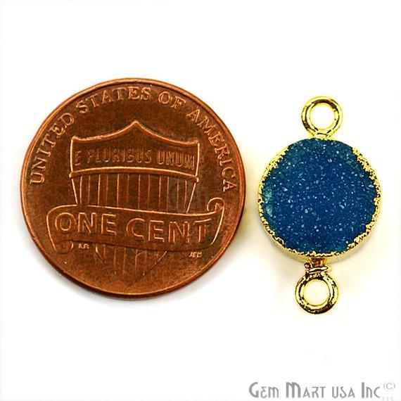 Gold Electroplated Druzy 10mm Round Shape Druzy Gemstone Connector (Pick Your Color, Bail) - GemMartUSA