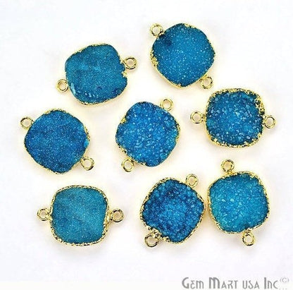 Gold Electroplated Druzy 16mm Square Druzy Gemstone Connector (Pick Your Color, Bail) - GemMartUSA