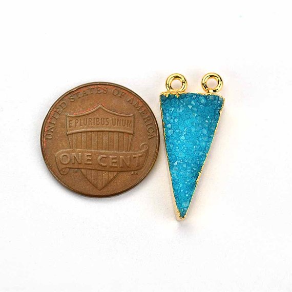 Gold Electroplated Druzy 10x20mm Trillion Druzy Connector (Pick Color, Bail) - GemMartUSA