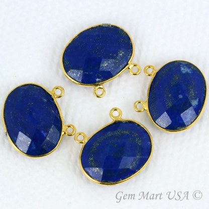 Oval 15x20mm Cat Bail Gold Bezel Gemstone Connector (Pick Stone & Lot Size)