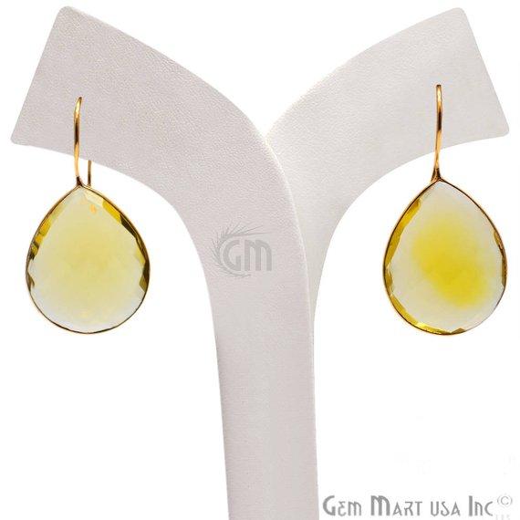 Gold Plated Pears Shape 21x26mm Gemstone Dangle Hook Earring Choose Your Style (90010-1) - GemMartUSA