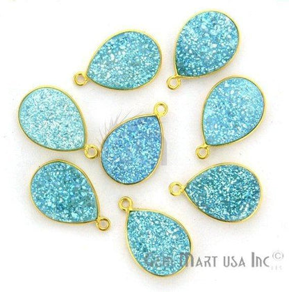 Titanium Druzy 12x16mm Pears Gold Single Bail Gemstone Connector