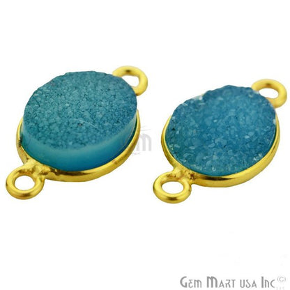 Color Druzy 8x10mm Oval Bezel Gold Plated Double Bail Gemstone Connector (Pick Color) (11149) - GemMartUSA