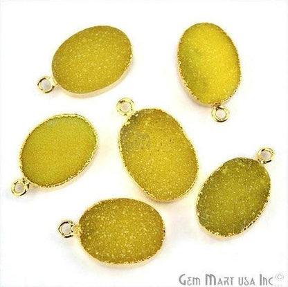 Druzy Gold Electroplated 12x16mm Oval Single Bail Gemstone Connector