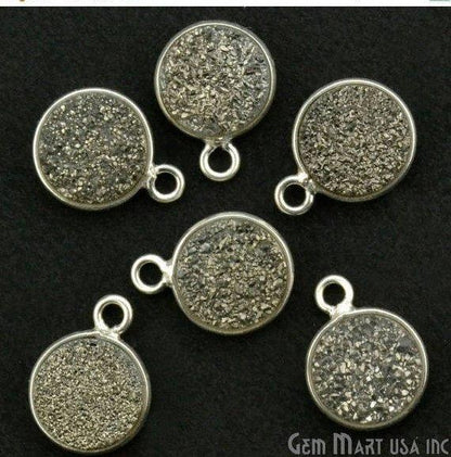 Titanium Druzy 8mm Round Bezel Connector (Pick Color, Bail, Plating) - GemMartUSA