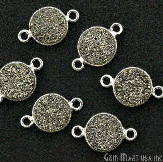 Titanium Druzy 8mm Round Bezel Connector (Pick Color, Bail, Plating) - GemMartUSA