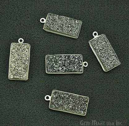 Titanium Druzy 10x20mm Octagon Bezel Gemstone Connector (Pick Your Color, Bail, Plating) - GemMartUSA