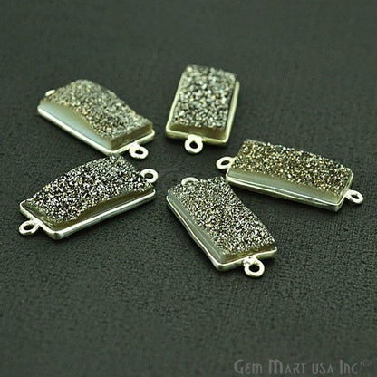 Titanium Druzy 10x20mm Octagon Bezel Gemstone Connector (Pick Your Color, Bail, Plating) - GemMartUSA
