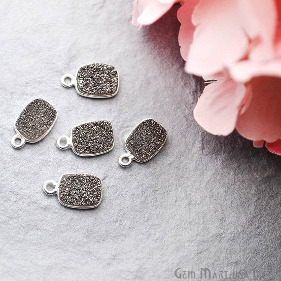 Titanium Druzy 7x9mm Octagon Bezel Connector (Pick Color, Bail, Plating) - GemMartUSA
