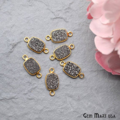 Titanium Druzy 7x9mm Octagon Bezel Connector (Pick Color, Bail, Plating) - GemMartUSA