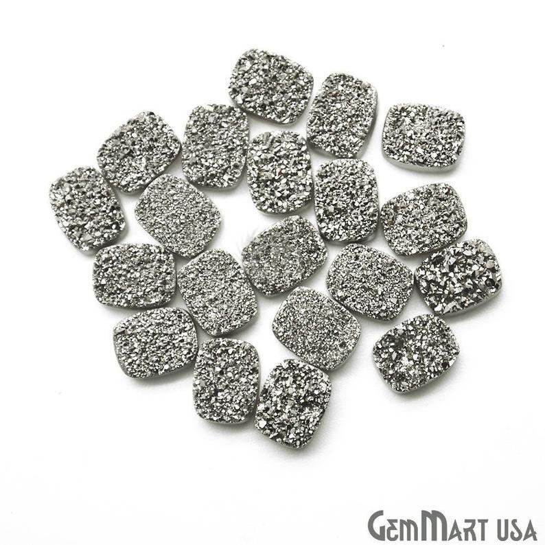 Plain Druzy 8x10mm Octagon Shape Loose Cabochon (Pick Your Color) - GemmartUSA