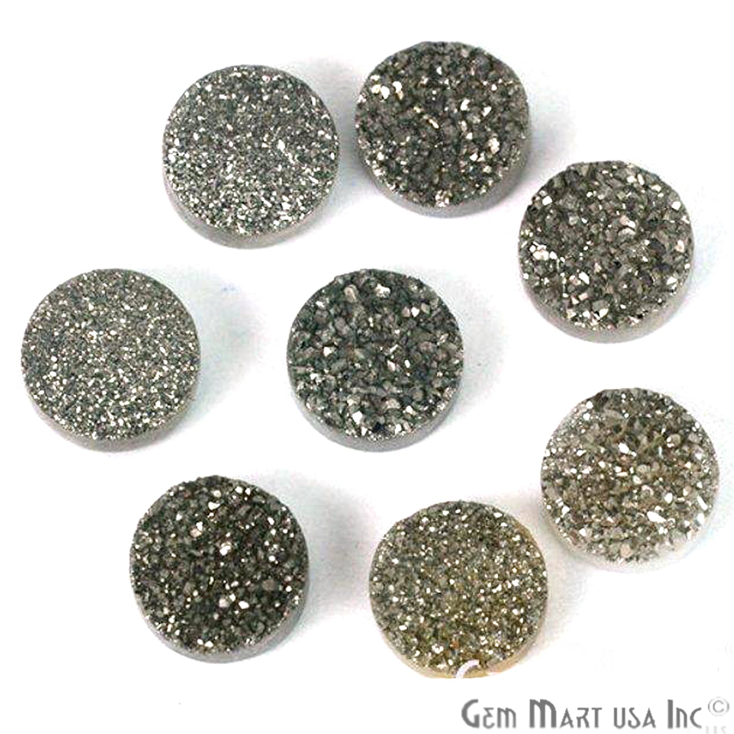 Plain Druzy 8mm Round Shape Loose Cabochon (Pick Your Color) - GemMartUSA