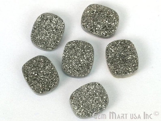 Titanium Platinum Druzy 10x14mm Octagon Shape Loose Cabochon - GemmartUSA