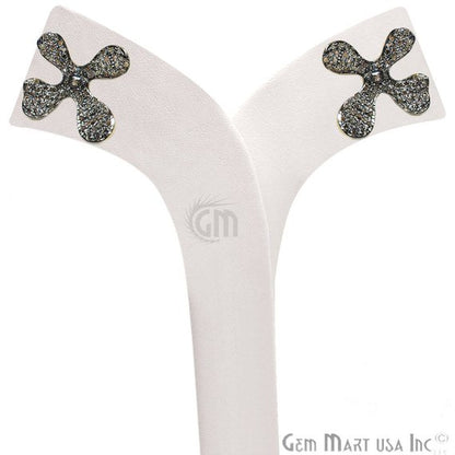 Diamond Stud Earring, Flower Shape Gold Vermeil Diamond Bridal Earrings - GemMartUSA (763620065327)